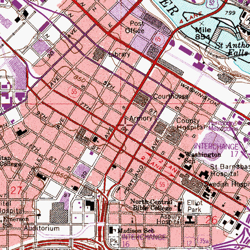Topographic Map of Hennepin County Government Center, MN