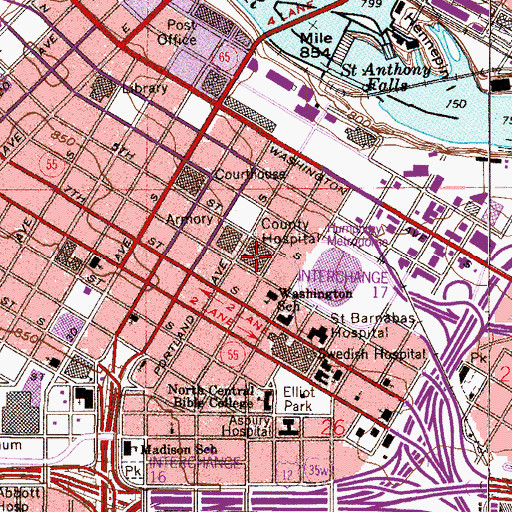 Topographic Map of Hennepin County Health Services Building, MN