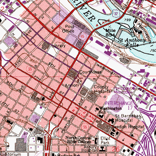 Topographic Map of Hennepin County Public Safety Building, MN