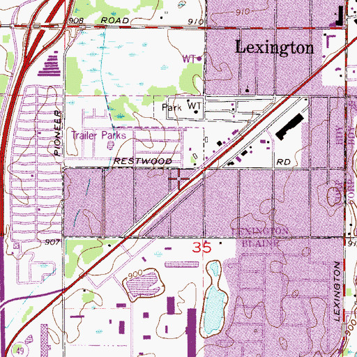 Topographic Map of Lexington City Hall, MN