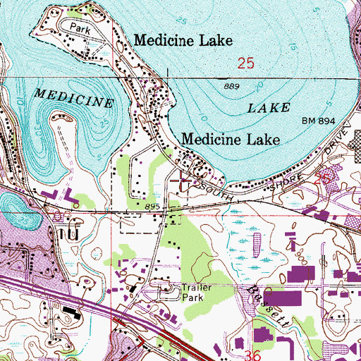 Topographic Map of Medicine Lake City Hall, MN