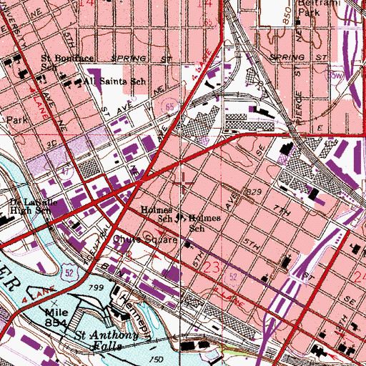Topographic Map of Minneapolis Fire Department Station 11, MN