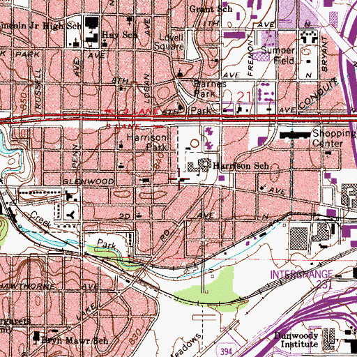 Topographic Map of Minneapolis Fire Department Station 16, MN