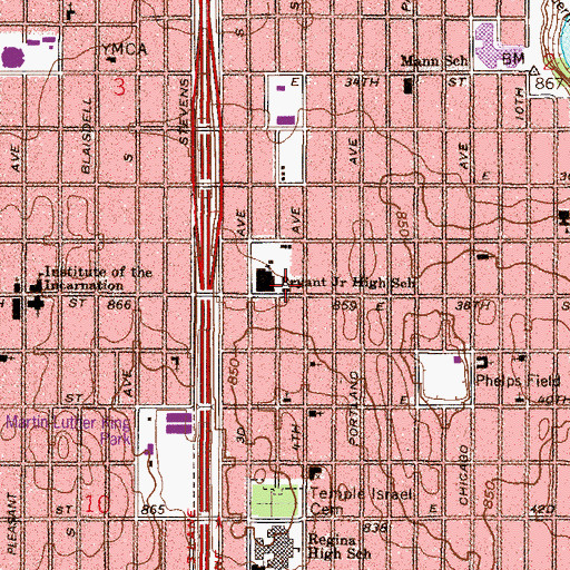 Topographic Map of Minneapolis Fire Department Station 17, MN