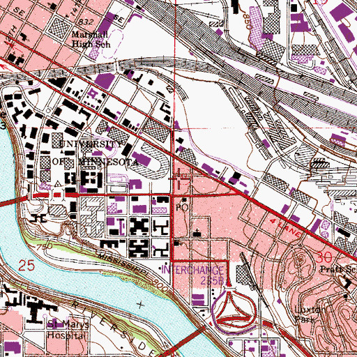 Topographic Map of Minneapolis Fire Department Station 19, MN