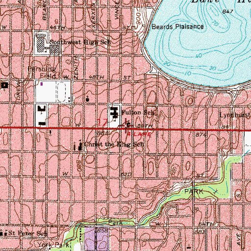 Topographic Map of Minneapolis Fire Department Station 28, MN