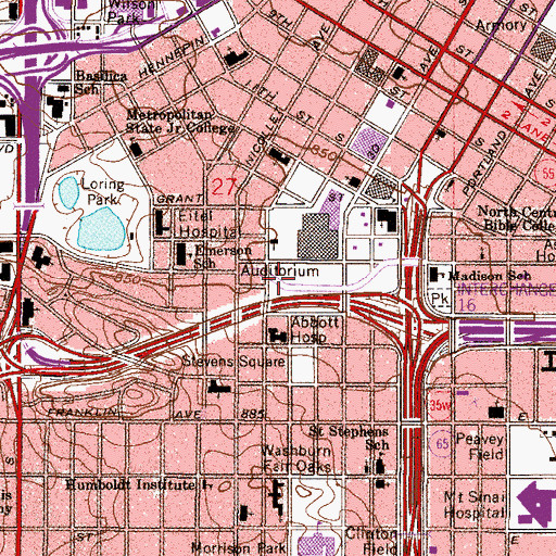 Topographic Map of Minneapolis Fire Department Station 6, MN