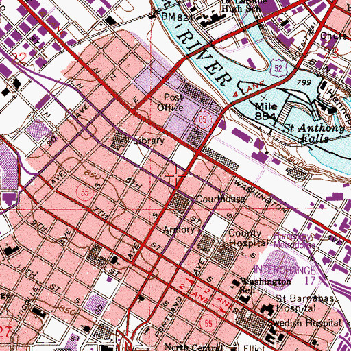 Topographic Map of Minneapolis Public Health Department, MN