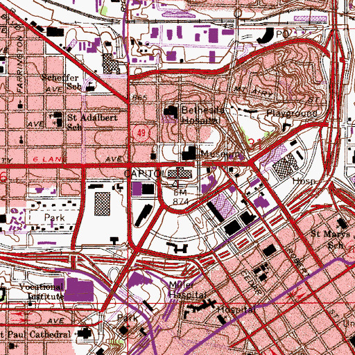 Topographic Map of Minnesota State Capitol, MN