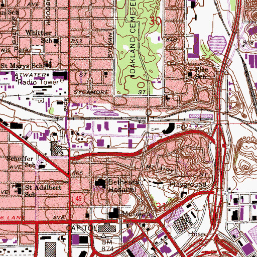 Topographic Map of Minnesota Transportation Museum, MN