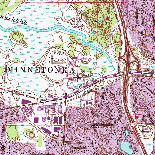 Topographic Map of Minnetonka City Hall, MN