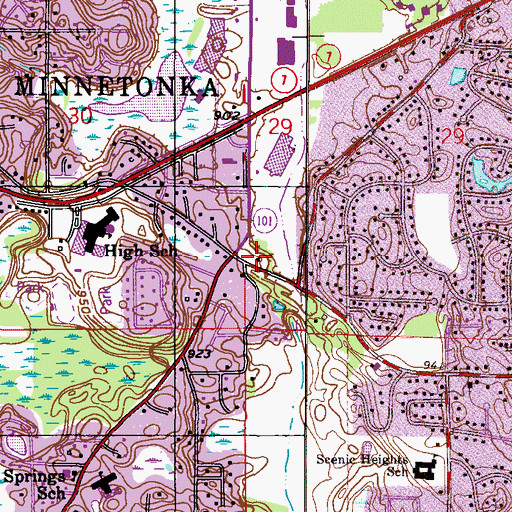 Topographic Map of Minnetonka Library, MN