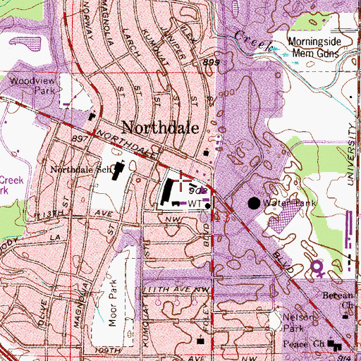 Topographic Map of Northdale Library, MN