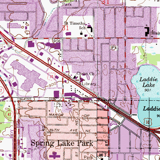 Topographic Map of Northtown Central Library, MN