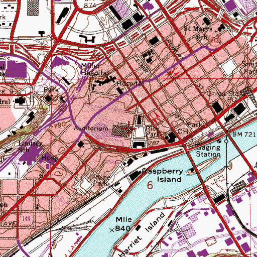 Topographic Map of Ordway Center for Performing Arts, MN