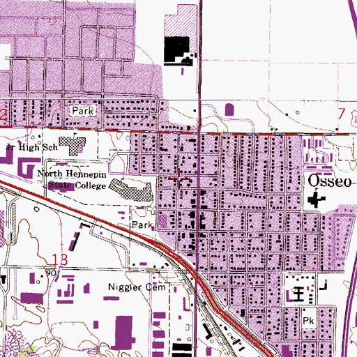 Topographic Map of Osseo City Hall, MN
