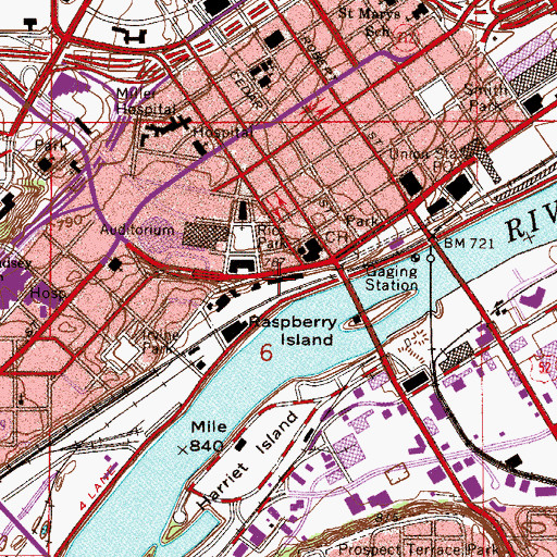 Topographic Map of Ramsey County Center West, MN