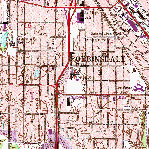 Topographic Map of Robbinsdale High School Resource Center, MN