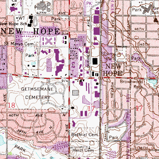 Topographic Map of Rockford Road Library, MN