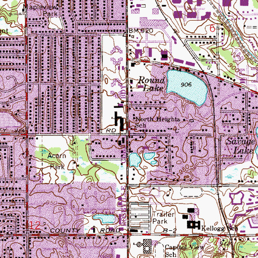 Topographic Map of Roseville Chamber of Commerce, MN