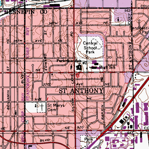 Topographic Map of Saint Anthony City Hall, MN