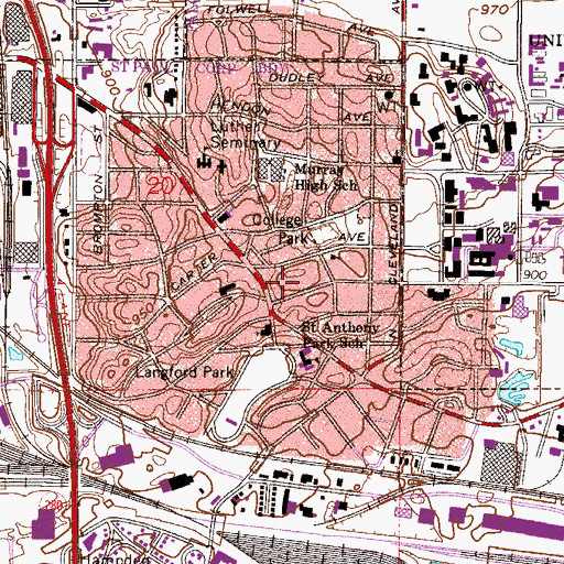 Topographic Map of Saint Anthony Park Library, MN