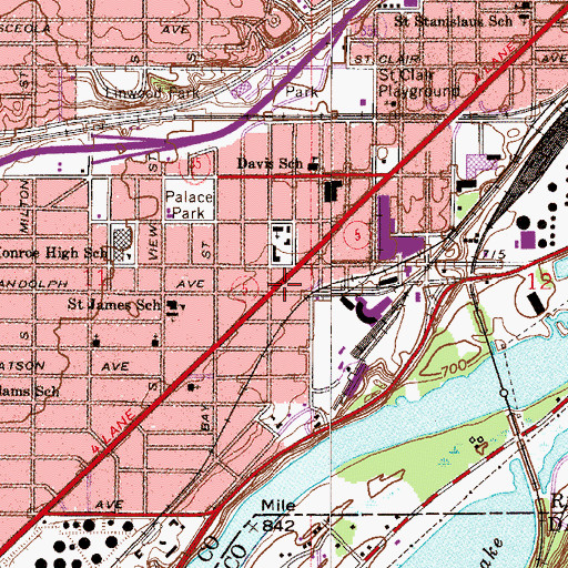 Topographic Map of Saint Paul Fire Department Station 1, MN