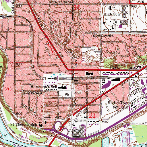 Topographic Map of Saint Paul Fire Department Station 19, MN