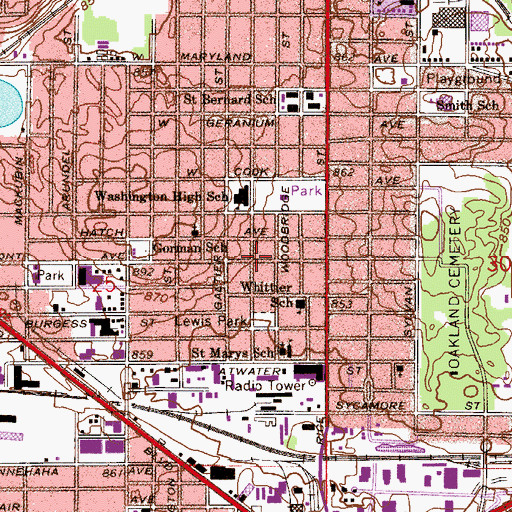 Topographic Map of Saint Paul Fire Department Station 22, MN