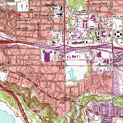 Topographic Map of Saint Paul Fire Department Station 24, MN