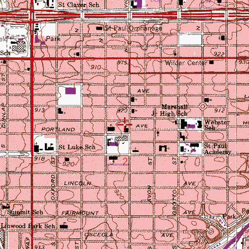 Topographic Map of Saint Paul Fire Department Station 5, MN