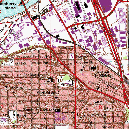Topographic Map of Saint Paul Fire Department Station 6, MN