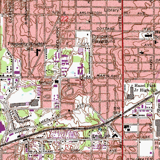 Topographic Map of Saint Paul Fire Department Station 9, MN