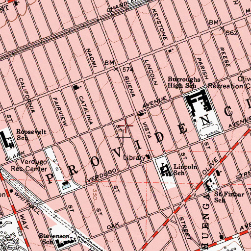 Topographic Map of Providencia, CA