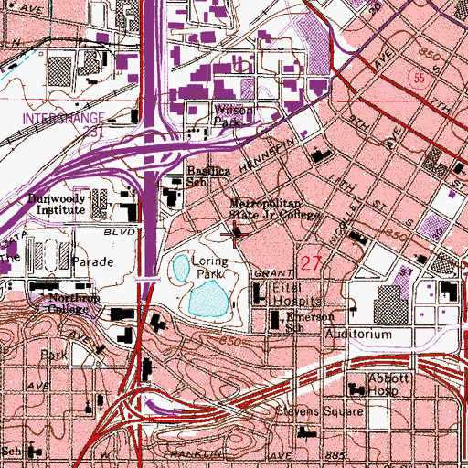 Topographic Map of Whitney Fine Arts Center, MN