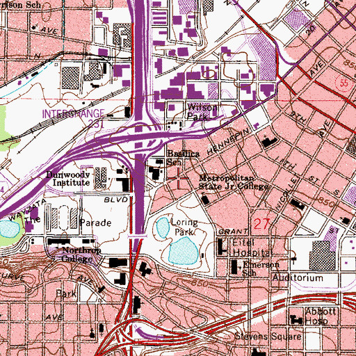 Topographic Map of Whitney Hall, MN