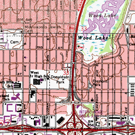 Topographic Map of Church of Christ of Richfield, MN