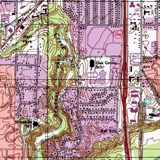 Topographic Map of Church of God, MN