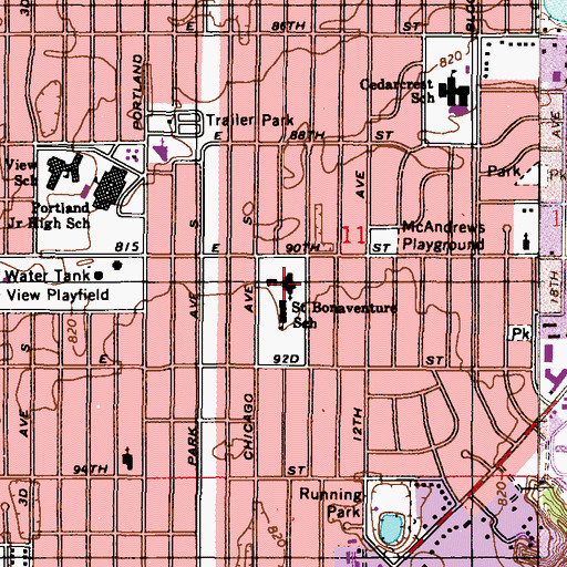 Topographic Map of Church of Saint Bonaventure, MN