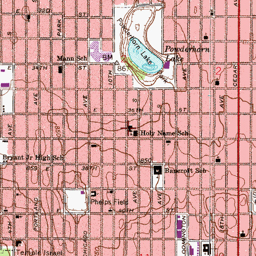 Topographic Map of Church of the Holy Name, MN