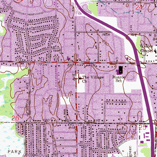 Topographic Map of Church of the Resurrection, MN