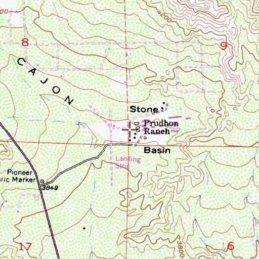 Topographic Map of Prudhon Ranch, CA