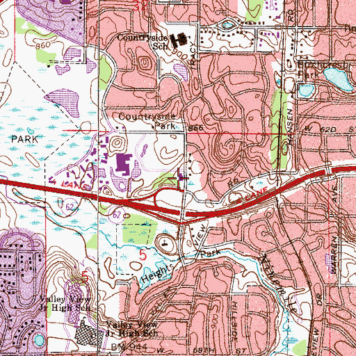 Topographic Map of Colonial Church of Edina, MN