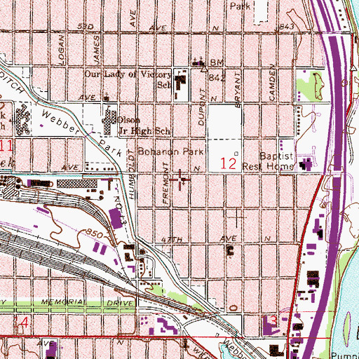 Topographic Map of Community of Christ Church, MN