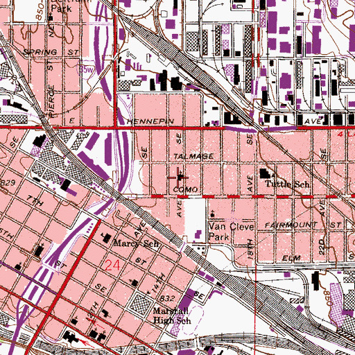 Topographic Map of Como Evangelical Free Church, MN