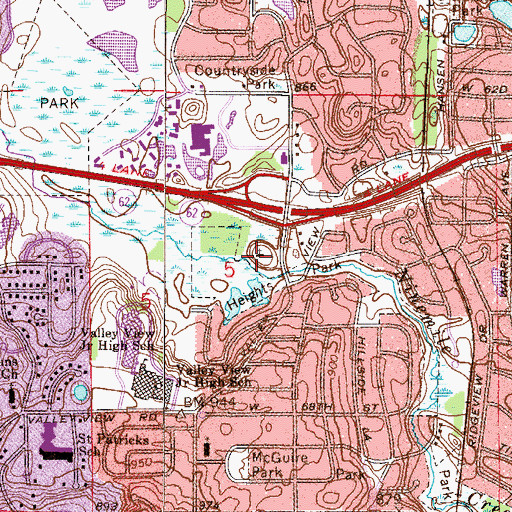 Topographic Map of Creek Valley Baptist Church, MN
