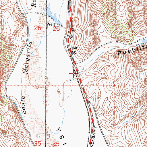 Topographic Map of Pueblitos Canyon, CA
