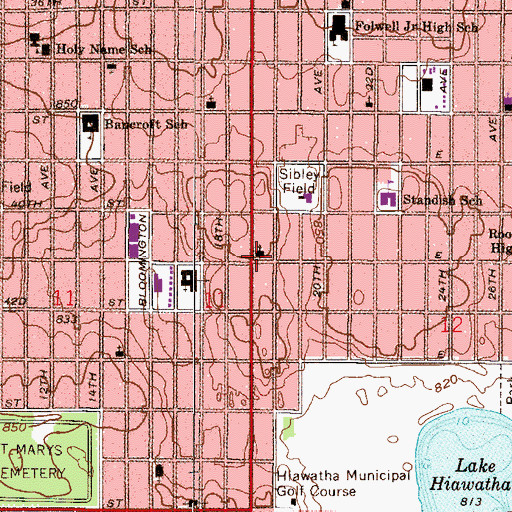 Topographic Map of Ebenezer Lutheran Brethren Church, MN