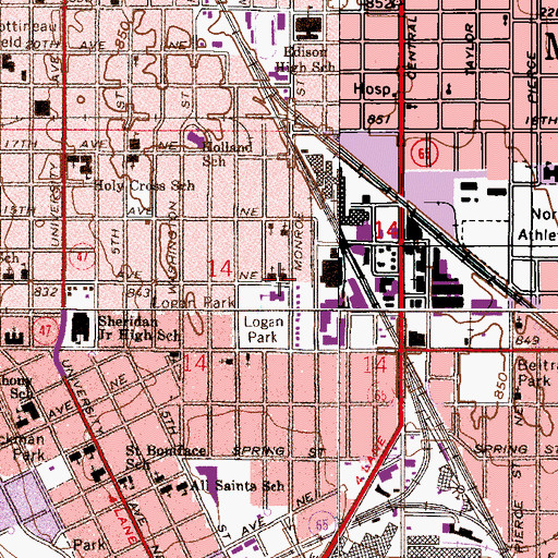 Topographic Map of Emanuel Evangelical Lutheran Church, MN