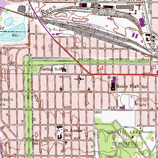 Topographic Map of Faith Baptist Church, MN